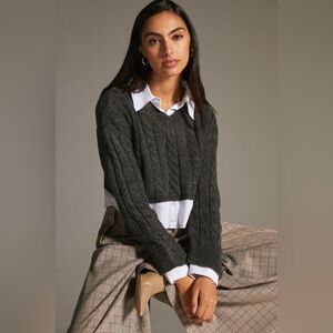 Anthropologie Pilcro Twofer Cable Knit Cropped Sweater in Size Extra Small